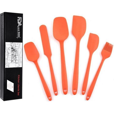 6-teiliges Silikon Spatel Set, hitzebeständig, Küchenhelfer für Backen & Kochen