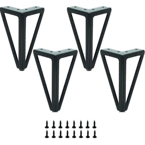 Ensemble de 4 pieds de table en métal noir, interchangeables, adaptés aux tables basses, téléviseurs, canapés, lits, etc. (15 cm) zooy (1/5)
