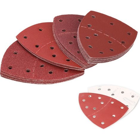 40 feuilles de papier de verre pour ponceuse à souris, ponceuse à souris triangulaire papier abrasif 11 trous différents grain 40/60/80/120/180 (1/5)