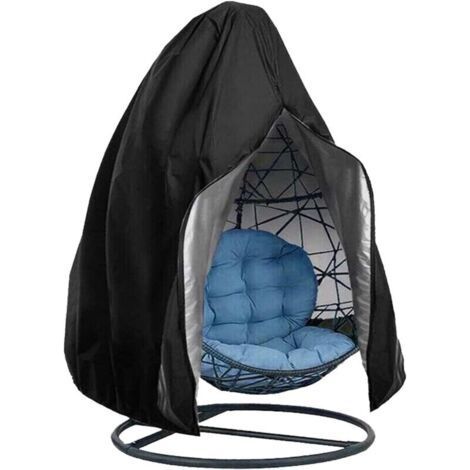 Couverture de Chaise Suspendue Jardin Rotin Osier Fauteuil Suspendu Housse de Protection pour œufs Chaise résistant à l'eau et à la poussière - 190 X115cm (Noir) (1/5)