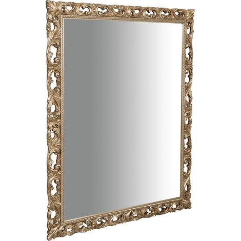 WOODEN WALL MIRROR WITH ANTIQUE SILVER LEAF FINISH, MADE IN ITALY (1/5)