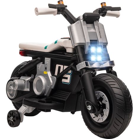 Moto Elettrica per Bambini 6V Bianca e Nera (1/5)