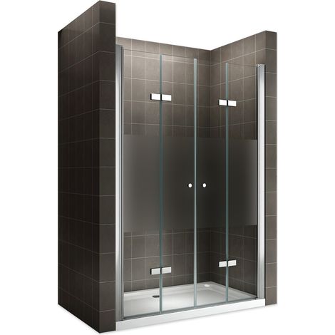 EMMY Porte de douche pliante pivotante H 195 cm largeur réglable 72 à 76 cm verre semi-opaque