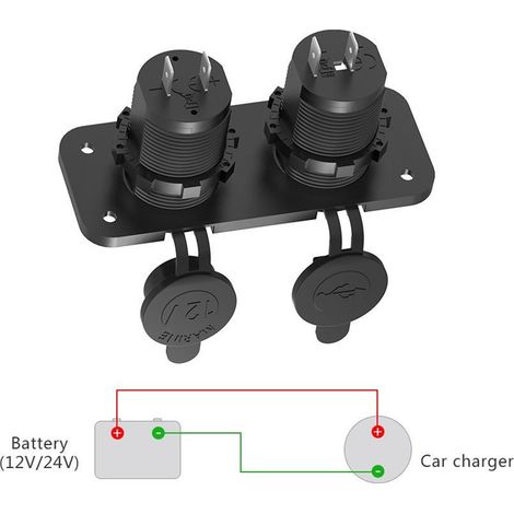 Chargeur Voiture Allume-Cigare Adaptateur Double USB Prise 12V/24V pour Auto Bateau Moto Smartphone Tablette (1/5)