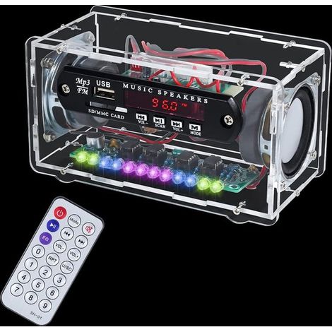 Kit de soudure électronique avec radio FM et enceinte Bluetooth pour adultes, lecteur de musique 3W+3W avec contrôle du volume par LED, voyant lumineux, kit de soudure et télécommande, idéal pour l'éc
