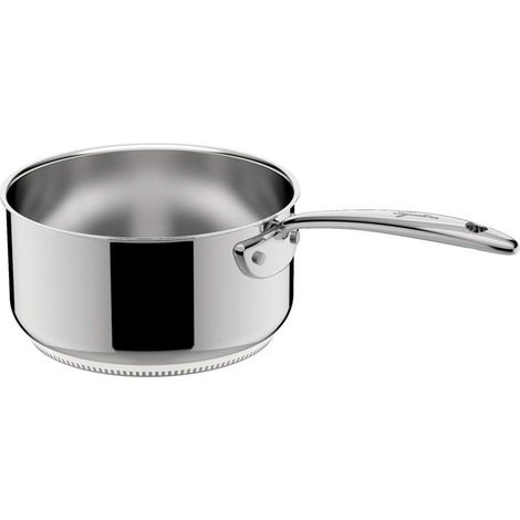 Casserole Acier Inoxydable 18/10 à Poignée Longue Ø 16 cm, Casserole Induction, Gaz et Four, Extérieur Poli et Intérieur Satiné, Poignée Rivetée, Fond 5 Couches (1/3)
