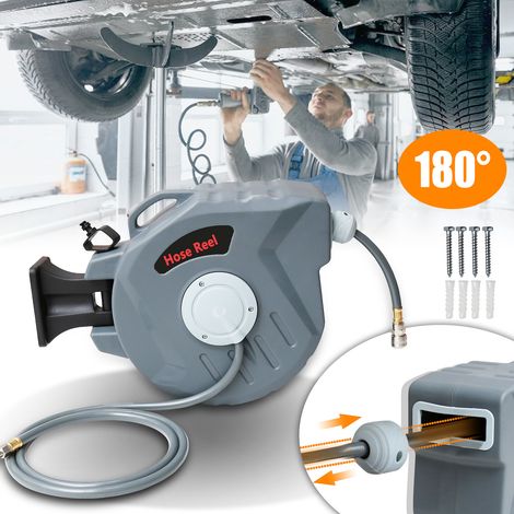 Randaco Druckluft Schlauchtrommel 20m Automatischer Einzug 1/4" Anschluss Automatik Schlauchaufroller Druckluftschlauch Wandhalterung Garten-Schlauchbox