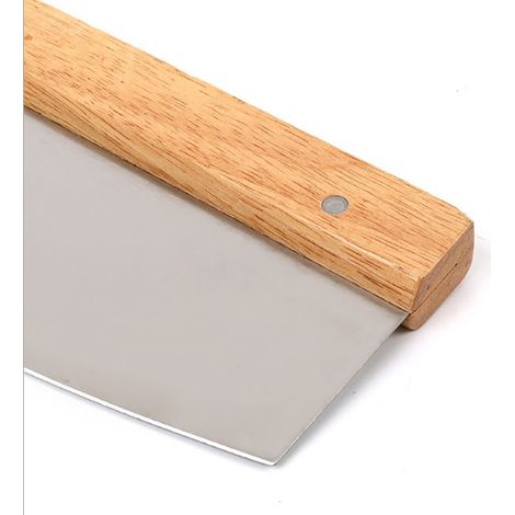 Coupe-pizza en acier inoxydable en forme de demi-lune avec manche en bois, outil de cuisson pour pizza et fromage. (1/3)