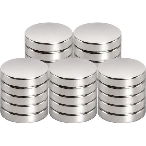 Aimant de néodyme 15 mm de diamètre x 3 mm pour Tableau magnétique, réfrigérateur, Tableau Blanc, Bureau, Tableau Blanc, Aimant Puissant (25 pièce) (1/5)