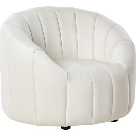 Sillón terciopelo asiento acolchado respaldo bajo blanco crema Malung