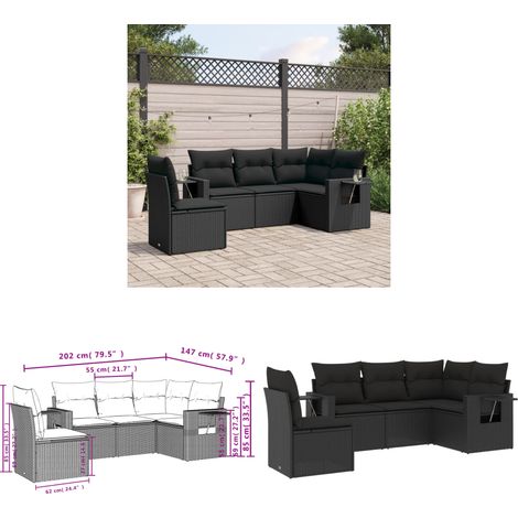 Salon de jardin 5 pcs avec coussins noir résine tressée - Ensemble Salon De Jardin - Meuble Extérieur - Résine Tressée - Rotin Synthétique - Mobilier De Jardin - Home & Living (1/3)