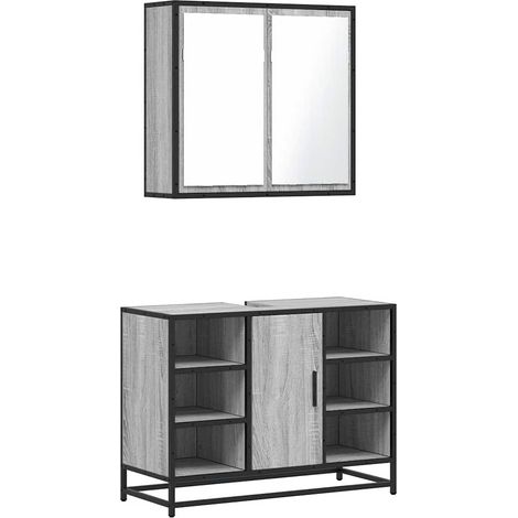 Maison Exclusive - 2-tlg. Badmöbel-Set Grau Sonoma Holzwerkstoff