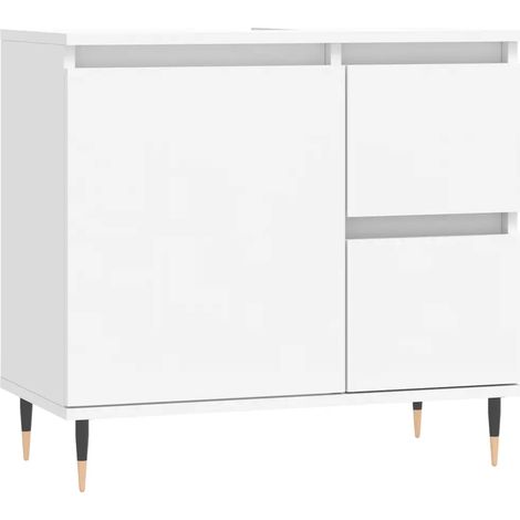 Armoire de salle de bain avec tiroirs rangement 65 x 33 x 60 cm en bois d'ingénierie blanc (1/5)