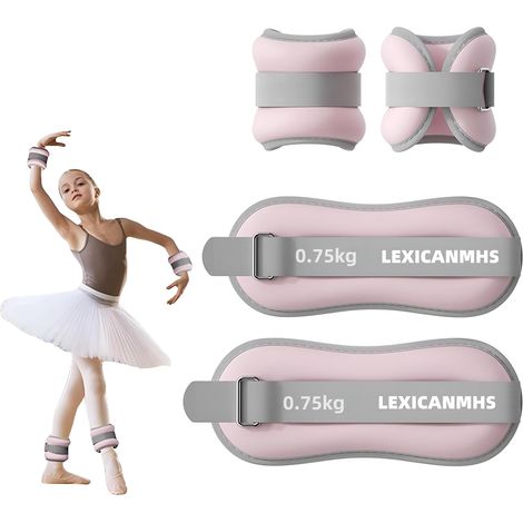 Lot de 2 brassards de poids réglables pour chevilles, poignets de poids pour pied/poignet, adaptés aux débutants et aux enfants, exercices de danse, marche, jogging (1/5)