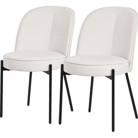 ML-Design Set 2 Sedie da Sala Pranzo Beige in Poliestere Gambe in Metallo, Struttura in Acciaio, con Schienale Semi-Rotondo, Poltrone Ergonomiche, Poltroncine Imbottite per Soggiorno e Cucina (1/5)