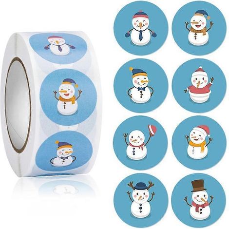 500 autocollants décoratifs « Joyeux Noël » (animaux, bonhomme de neige, sapins) pour emballage cadeau. Étiquettes de Noël.