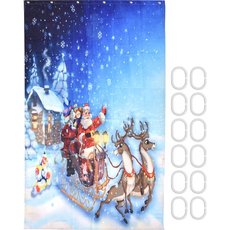 Duschvorhang mit Weihnachtsmuster und Löchern für Badezimmer, Zuhause, Hotel (1/5)