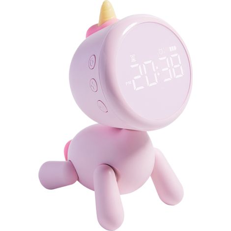 LED-Nachtlicht-Wecker für Kinder mit Digitalanzeige, 6 Klingeltönen, Schlummerfunktion, Timer, Countdown und niedlichem Tiermotiv.