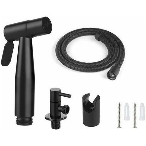 Toilet bidet set, 1.5 m hose and bracket, G1/2 black adapters (1/5)