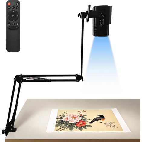 Projecteur de Dessin Portable, Projecteur de Croquis HD 720p avec Support et Télécommande, Correction Trapézoïdale 4 Points ANSI 200, Rotation à 360° pour Smartphone, Tablette, écran, Mur (1/5)