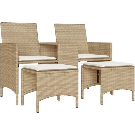 Maison Exclusive - Divano Giardino 2 Posti con Tavolo e Sgabelli Beige Polyrattan