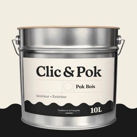 Peinture Bois Extérieur – POK BOIS - 10L - RAL 9010 - Blanc pur- Résistante aux intempéries - Ne s'écaille pas