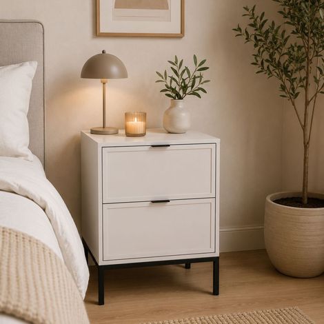 Comodino Leloline, 2 Cassetti, Apertura Scorrevole, Chiusura Scorrevole, 50x40x69h cm Beige Cashmere (1/3)
