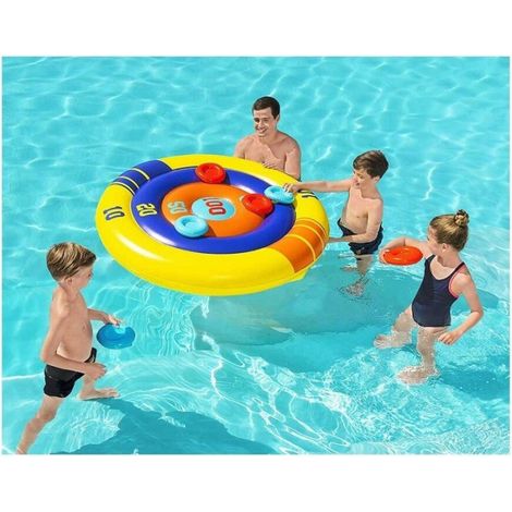 Trade Shop - RUNDE AUFBLASBARE SCHWIMMENDE SPIELSCHEIBE CHAMPION FRISBEE Ø140CM SCHWIMMBAD 52566 - (1/5)