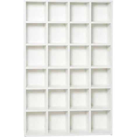 Rangement CD/DVD mural à 4 unités, étagère ouverte à cases réglables, meuble blanc en panneau de particules, 89 x 20 x 130,5 cm, 50 kg, pour salon et bureau  CHICFURN (1/5)