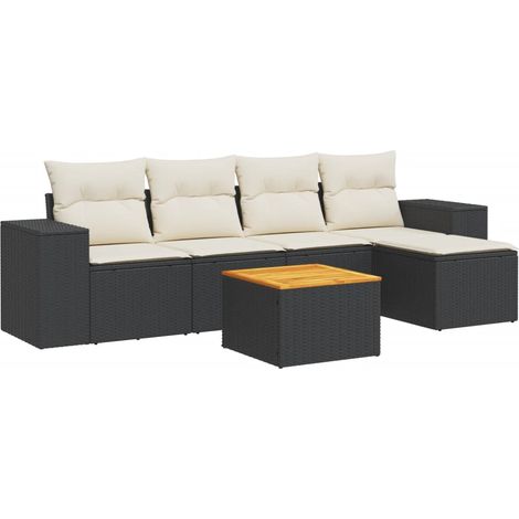 Maison Exclusive - 6-tlg. Garten-Sofagarnitur mit Kissen Schwarz (1/3)