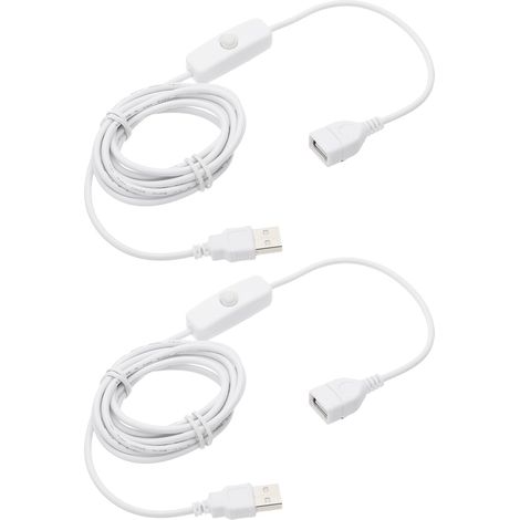 Pack de 2 Câble Usb de Prolongation 2M Câble Usb Blanc (1/5)
