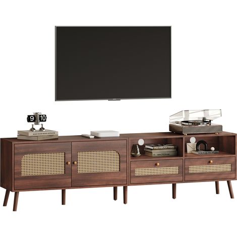 CHICFURN Mueble TV 200 x 37 x 49,5 cm de aglomerado marrón para TV de hasta 80 pulgadas (1/5)