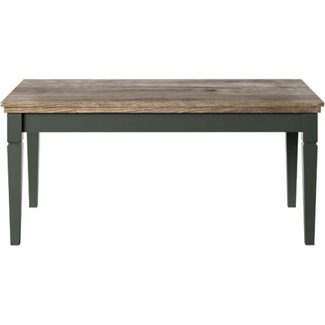 Tavolino basso rettangolare collezione ASSIA. Colori verde e rovere.