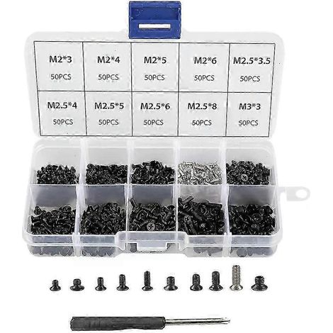 500-teiliges Laptop-Schraubenset M2, M2.5 und M3, M.2 SSD-Schrauben, kompatibel mit Phillips-Flachkopfschrauben, kleine Metallschrauben, geeignet für die Reparatur von Elektronikgeräten. (1/5)