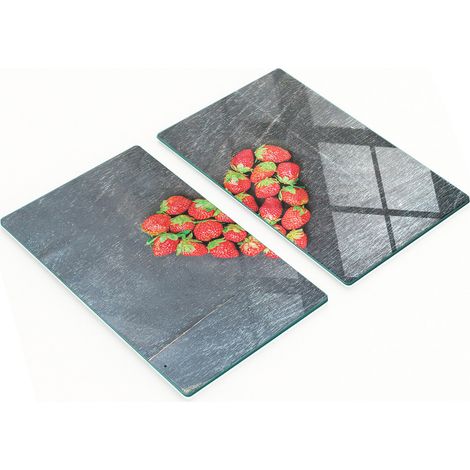 Tablas de cortar de cristal para cocina con dise帽o de coraz贸n de fresa, 2 x 30 x 52 cm.