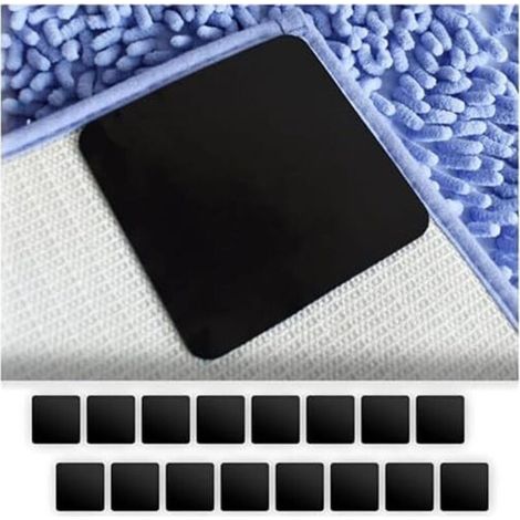 16 Patins Antidérapants Tapis Double Face – Autocollants Anti Glisse Réutilisables et Lavables, Fixation Tapis sur Carrelage, Sol Stratifié ou Bois – Pastilles Antidérapantes pour Coins de Tapis (1/4)