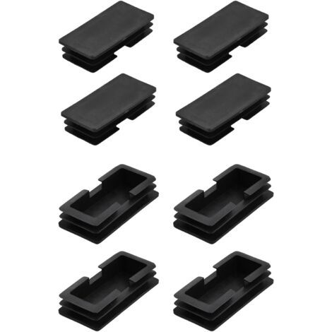 Embouts Rectangulaires (100 x 50 mm) - Lot de 8, Embouts de Protection en Plastique pour Tubes Rectangulaires avec Filetage - pour Pieds de Meubles et Chaises, Couleur Noire (1/5)