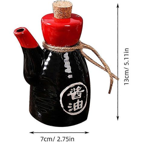 Bouteille à condiments en céramique style japonais, pot à huile, bouteille à épices en céramique, bouteille d'assaisonnement maison (1/5)