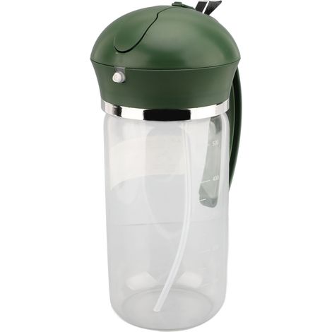 Neue Version der 2-in-1-Ölsprühflasche, 550 ml, für Heißluftöfen und Grills, umdrehbare Glassprühflasche für die heimische Küche – grün