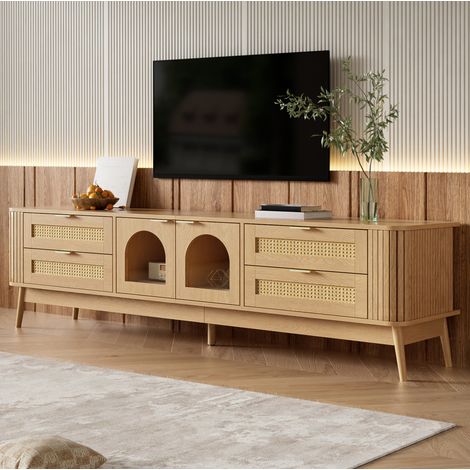 TV-Schrank 180x40x50 cm, LED Beleuchtung per App, vier Schubladen, Spanplatte, Natur (1/5)