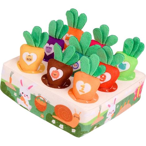 Tapis D Olfaction Pour Chien - Jouet Interactif En Peluche Forme De Carotte - Pour Chiens Moyens Et Petits - 9 Carottes (1/5)