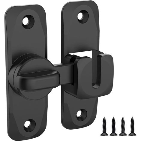 Cerradura para puerta de granero (90/180 grados), pestillo giratorio pequeño, cerradura de seguridad para puertas correderas, armarios, graneros, baños y jardines (Negro - 1 pieza) (1/5)