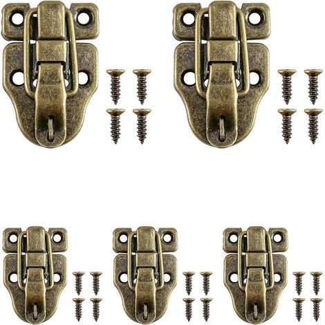 Fermoir à bascule rétro, loquet antique en bronze vintage pour boîtes à bijoux, coffrets cadeaux et boîtes en bois, lot de 5 (1/4)