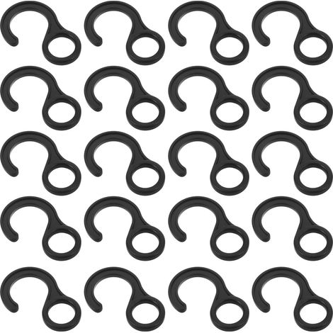 Lot de 20 Crochets de Tente en Plastique Noir, Forme Ronde Résistante Vent, Crochets Élastiques pour Auvent de Camping, Accessoires Légers (1/5)