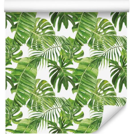 Papier peint à motifs de feuilles vertes pour salon et chambre 50x1000 cm (1/5)