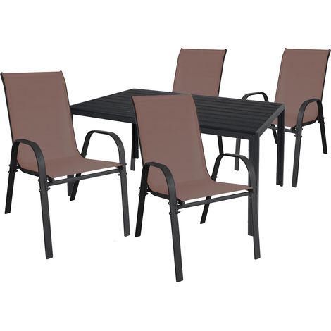 Gartengarnitur 5-teilig 150x90cm Anthrazit/Schwarz 4xStuhl -M691892+4xMMC330884 (1/3)