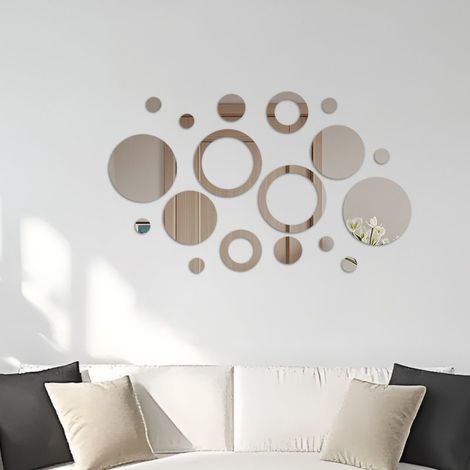 18 Pc Stickers Miroir Adhésif Miroir Decoration Murale, 3D Miroir Rond Muraux Autocollants pour Chambre Intérieur, Acrylique Rondes Sticker Mural pour Salon Cuisine Chambre Bureau TV Fond (1/5)