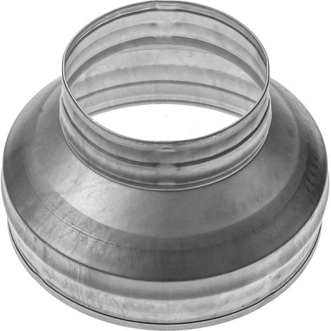 Réducteur de conduit rond de 20 cm à 12.5 cm en acier galvanisé (drain, déchets et ventilation), raccord réducteur (métal, 20 à 12.5 cm) (1/4)