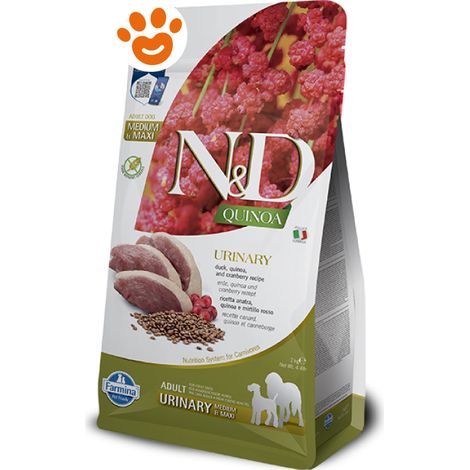 Farmina Dog N&D Quinoa Urinary Adult Medium/Maxi Anatra - Sacco 2 Kg - Cibo Secco Cani