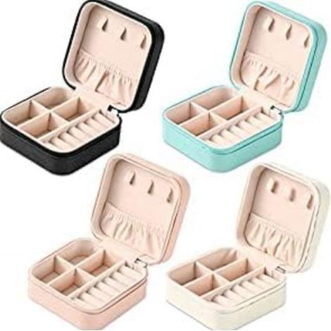 Oneay Mini Tragbare Reise-Schmuckbox, Schmuck- und Ringorganizer aus Leder, Geschenkbox für Mädchen und Frauen (4 Farben). (1/5)